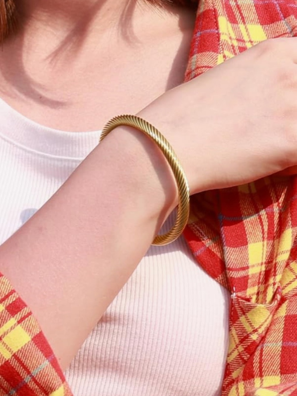 Gold Twisted Rope Bangle Bracelet - Women Jewelry